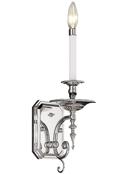 Kensington Single Sconce in Polished Silver.